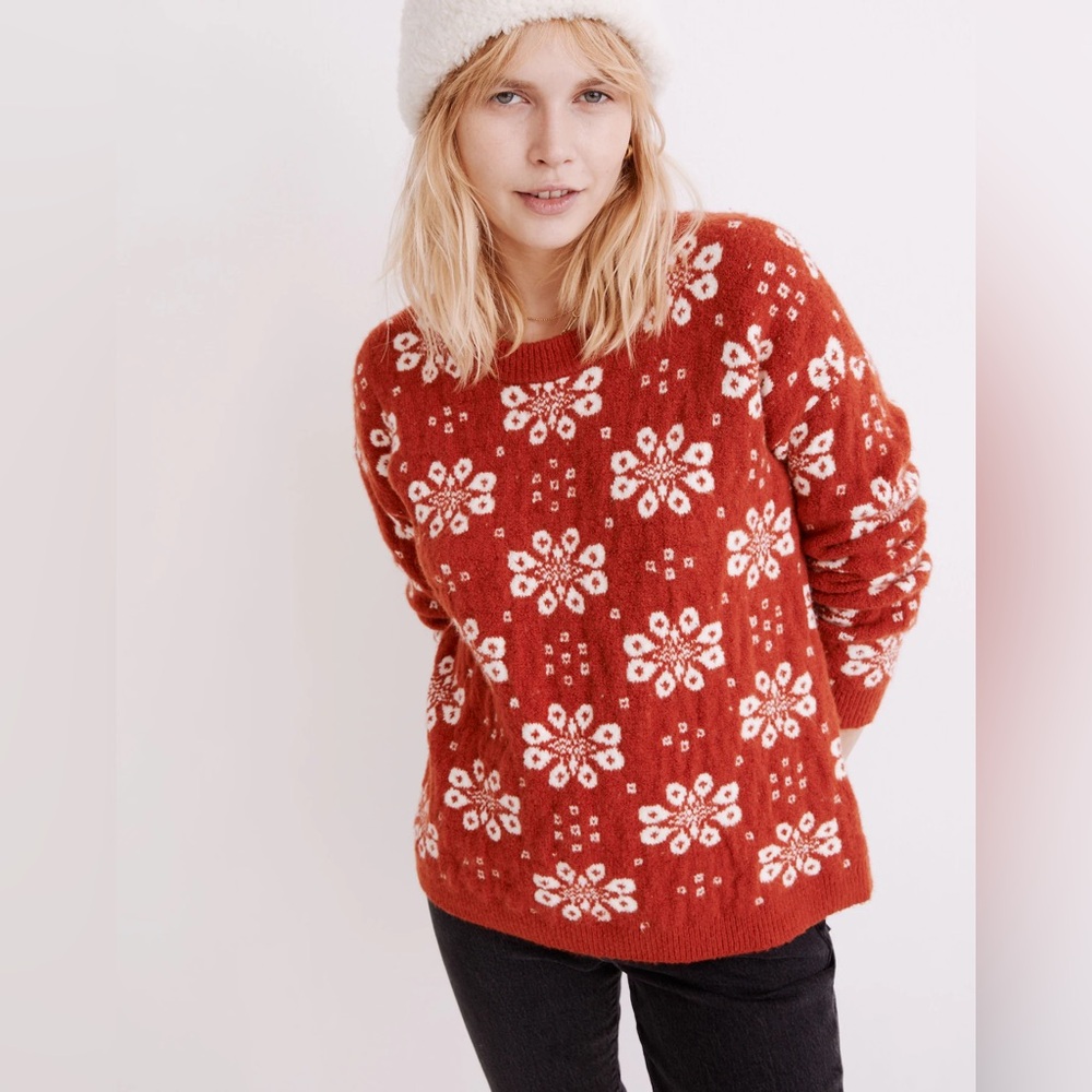 Euc Madewell Althen Patterned Pullover Sweater Sz… - image 1